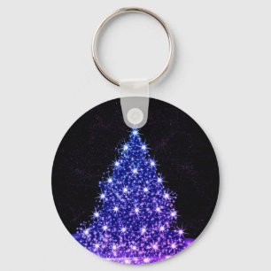 Porte-clés Fête de Noël Arbre Hiver Rose Bleu Rustique Noir