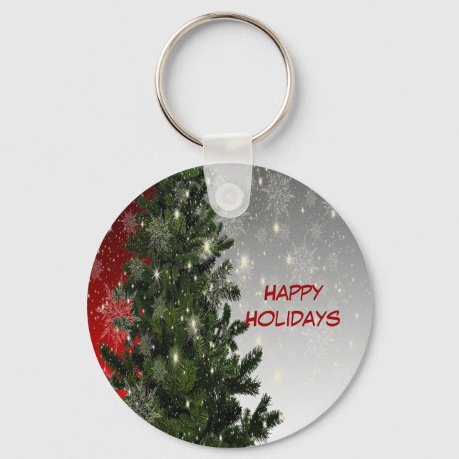 Porte-clés Fête de Noël Arbre vert Rouge Argent Flèches (Recto)