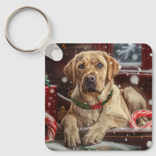 Porte-clés Fête de Noël du chien du Labrador