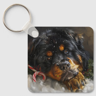 Porte-clés Fête de Noël du chien Mastiff Tibétain