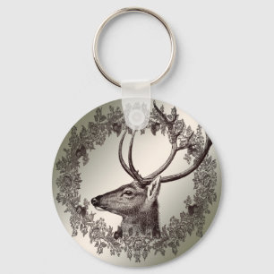 Porte-clés Fête de Noël Fleurs Renne Doré Hiver