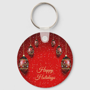 Porte-clés Fête de Noël Golden Rouge Vacances d'hiver Élégant