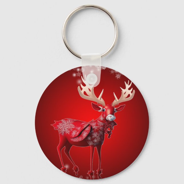 Porte-clés Fête de Noël Renne Rouge Vacances d'Hiver (Recto)
