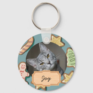 Porte-clés fête de Noël vintage chat personnalisé Photo