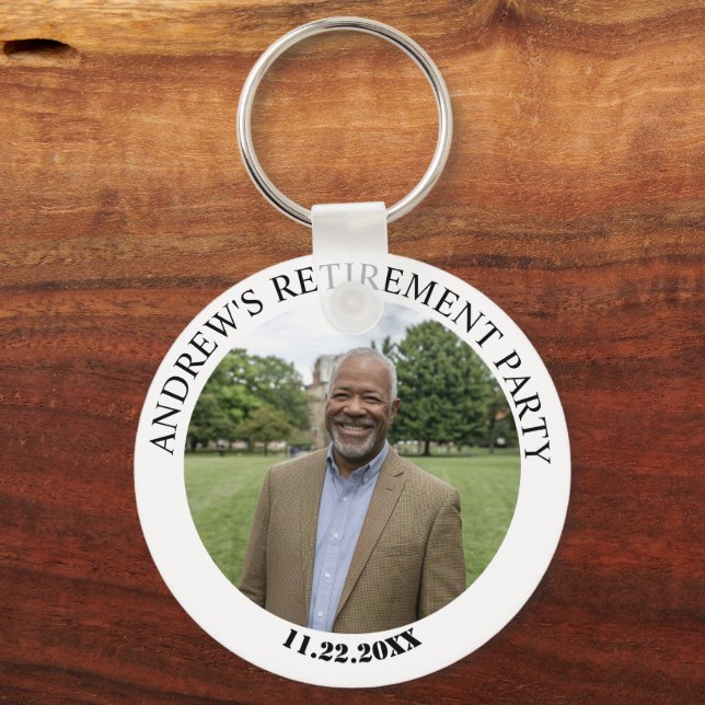 Porte-clés Fête de retraite élégante avec photo spéciale (Recto)