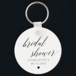 Porte-clés Fête des mariées de calligraphie élégante favorise<br><div class="desc">Complétez votre décor de douche nuptiale avec le Porte - clé Elégant Black Calligraphy Fête des mariées Favors. Ces porte - clés élégants et minimalistes avec de la calligraphie noire sont les faveurs parfaites pour votre célébration. Elles ajoutent une touche de sophistication à votre décor wedding shower et créent des...</div>