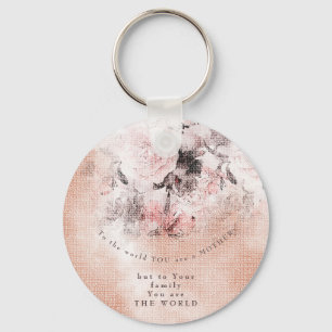 Porte-clés Fête des Mères Floral Rose Pâle Moderne-Vintage