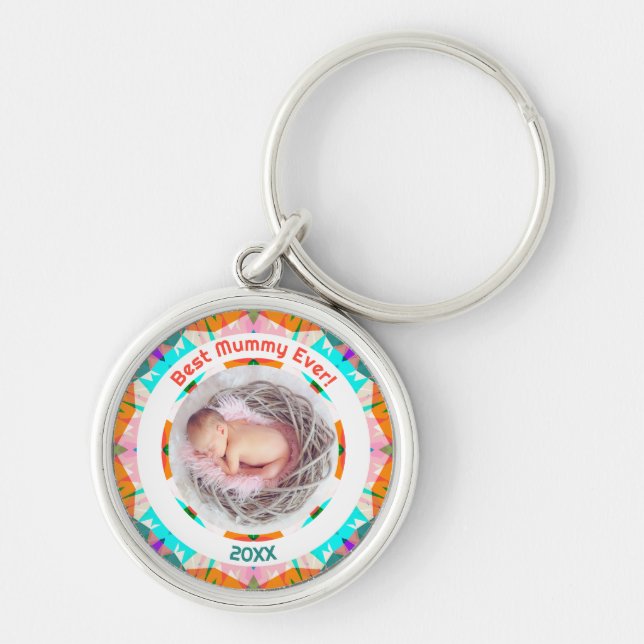 Porte-clés Fête des mères Meilleure maman Ever bébé fille pho (Devant)