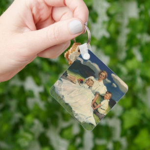 Porte-clés Fête des Mères vintage, maman avec enfants