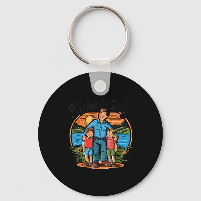 Porte-clés Fête des Pères avec fils idée de conception de pap (Recto)
