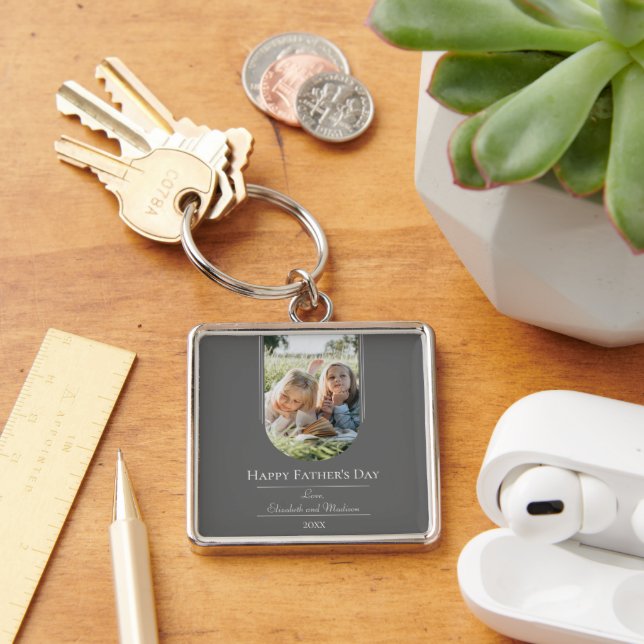 Porte-clés Fête des pères photo Arch moderne | Gris (Bureau)