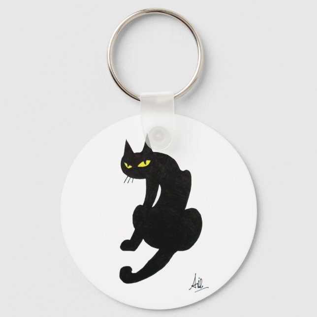 PORTE-CLÉS FÊTE D'HALLOWEEN CHAT NOIR (Recto)