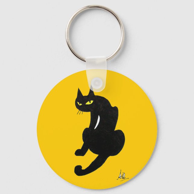 PORTE-CLÉS FÊTE D'HALLOWEEN CHAT NOIR (Recto)