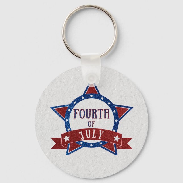 Porte-clés Fête du 4 juillet avec paillettes (Recto)