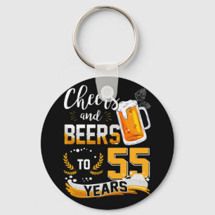 Porte-clés Fête Du 55E Anniversaire Salue Et Bières À 55 Ans