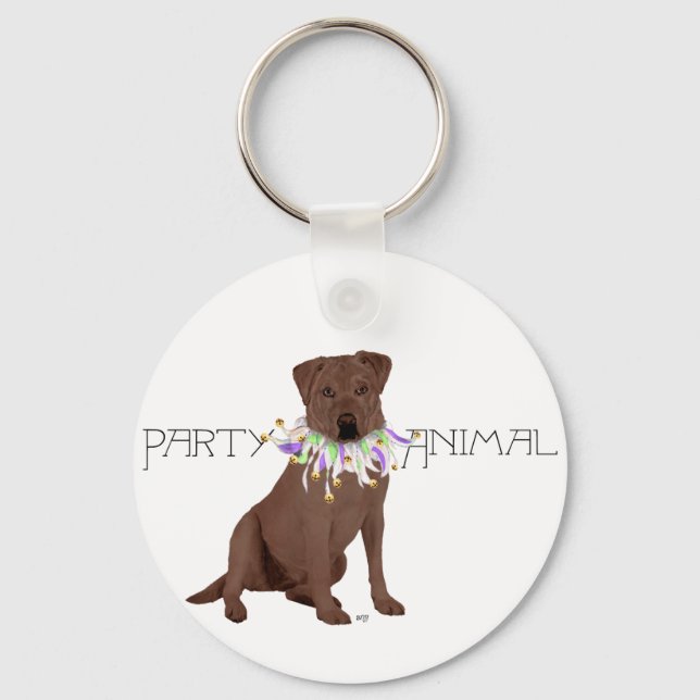 Porte-clés Fête du Labrador Retriever au Chocolat (Recto)