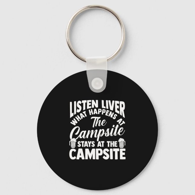 Porte-clés Feu de camp de camping vie en forêt campeur (Recto)