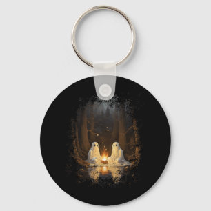 Porte-clés Feu de camp fantôme vintage camping gothique Hallo