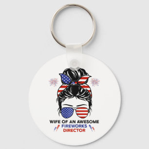 Porte-clés Feu de femme Directeur - Drôle Usa 4 juillet Gi