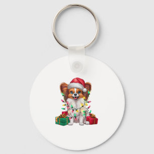 Porte-clés Feu de Noël Éclairage Santa Chapeau Papillon Chien