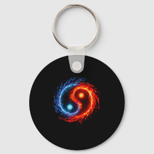 Porte-clés Feu Et Eau Symbole Yin Yang Équilibre Tai Chi Éner