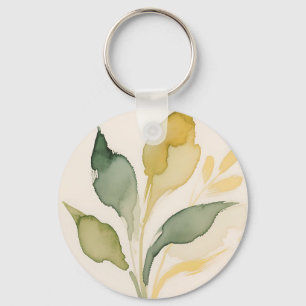 Porte-clés Feuillage à l'aquarelle Feuilles Sarrasin Or