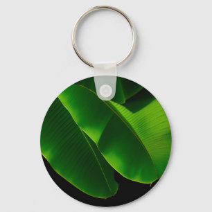Porte-clés Feuille de bananier verte vibrante Tropical rappro