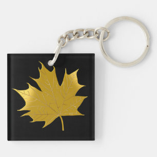Porte-clés Feuille d'érable dorée