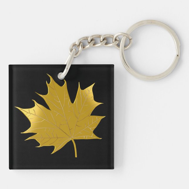 Porte-clés Feuille d'érable dorée (Dos)