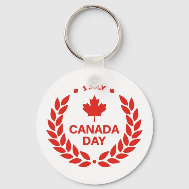 Porte-clés feuille d'érable rouge journée canadienne 1er juil (Recto)
