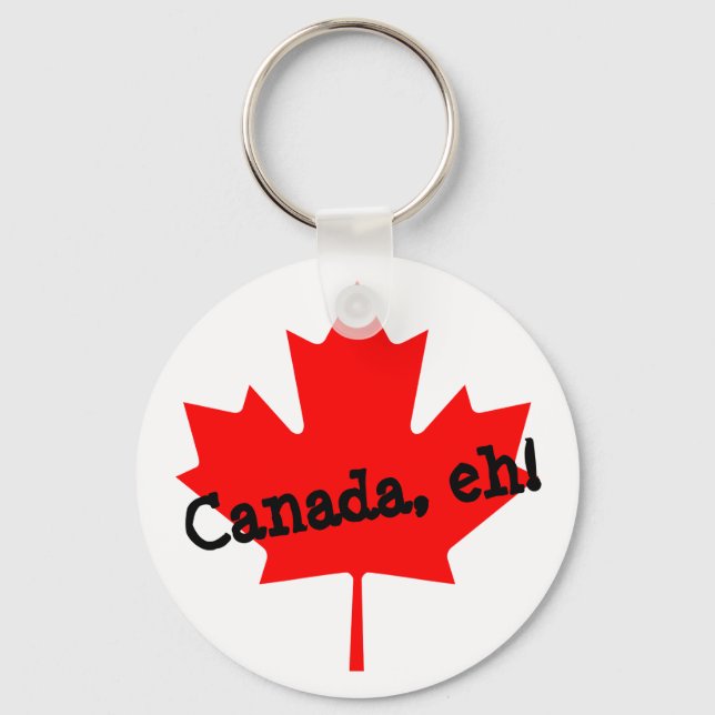 Porte-clés Feuille d'érable rouge vif Canada eh! (Recto)