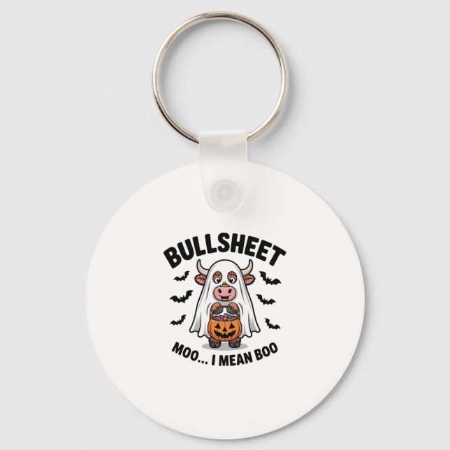 Porte-clés FEUILLE D'Halloween Vache mignonne en fantôme (Recto)