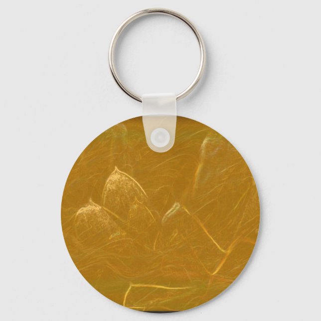 Porte-clés Feuille d'or en cuivre : Lotus Design gravé (Recto)