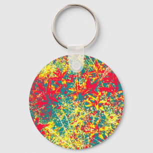 Porte-clés feuille rouge vert jaune et blanc