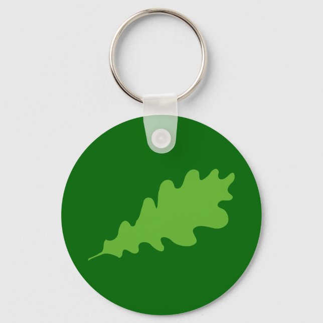 Porte-clés Feuille verte, feuilles de chêne Design. (Recto)