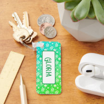 Feuilles blancs sur Porte - clé vert