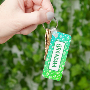 Porte-clés Feuilles blancs sur Porte - clé vert