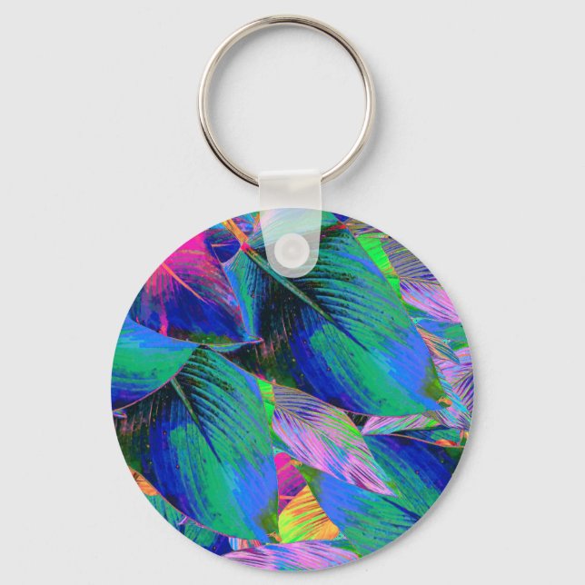 Porte-clés Feuilles d'arbre psychédéliques (Recto)