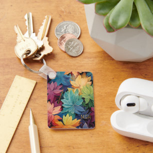 Porte-clés Feuilles d'automne colorées Monogramme personnalis