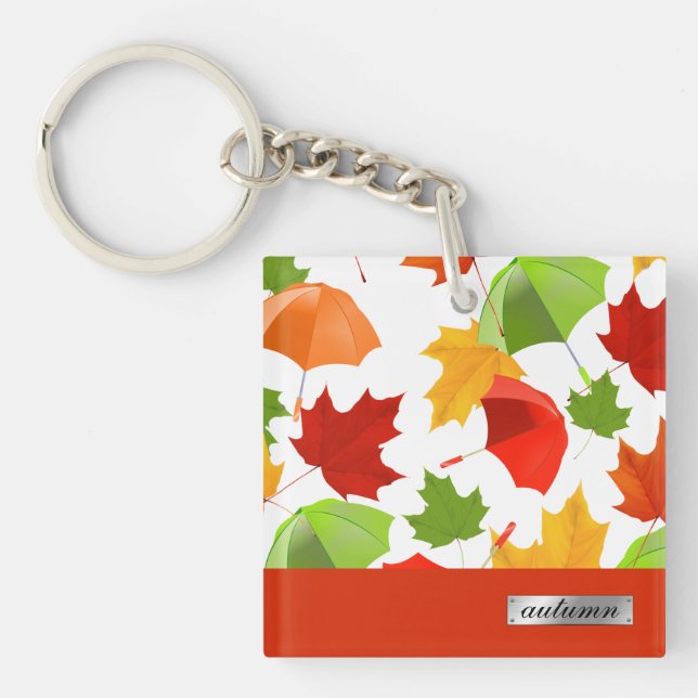 Porte-clés Feuilles d'automne et parapluies (Devant)