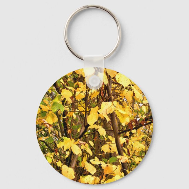 PORTE-CLÉS FEUILLES D'AUTOMNE JAUNE (Recto)