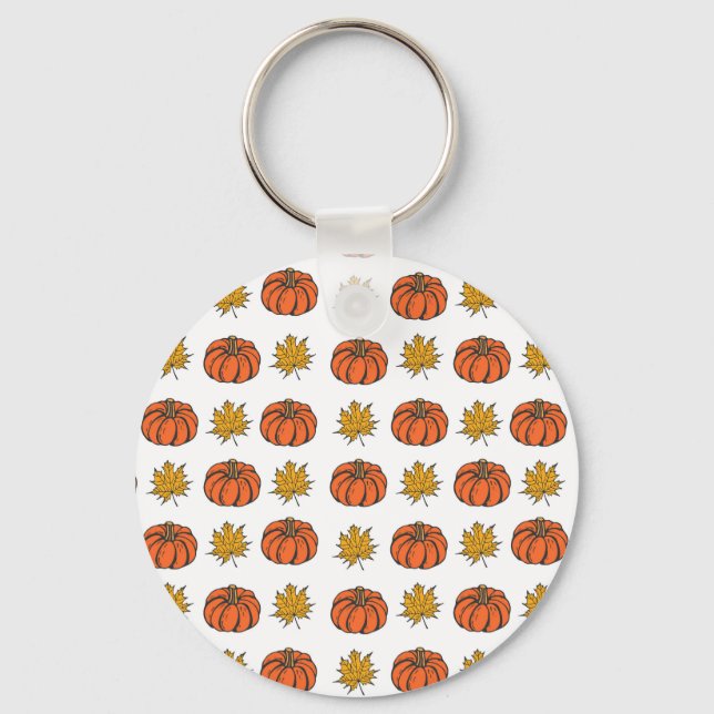Porte-clés Feuilles d'automne : Motif Citrouille à main (Recto)