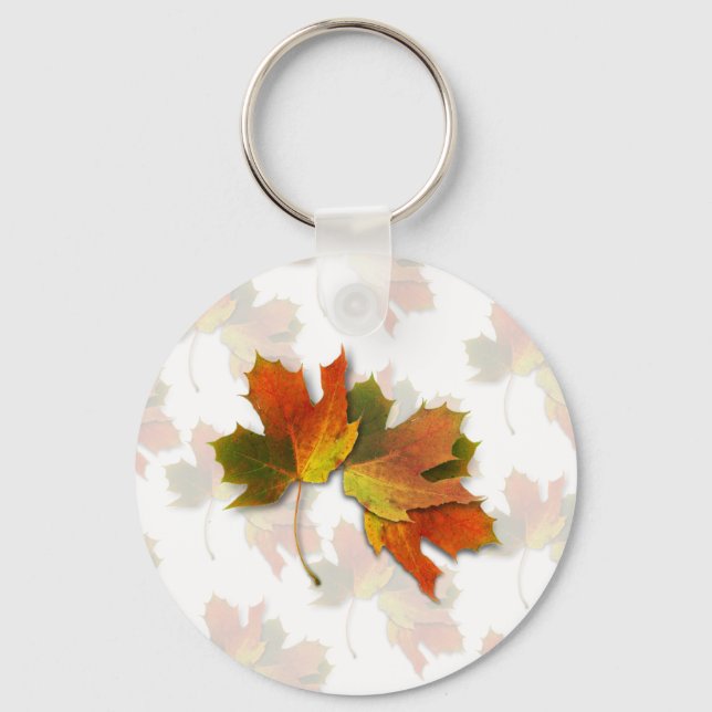 Porte-clés Feuilles D'Automne Orange Et Doré (Recto)