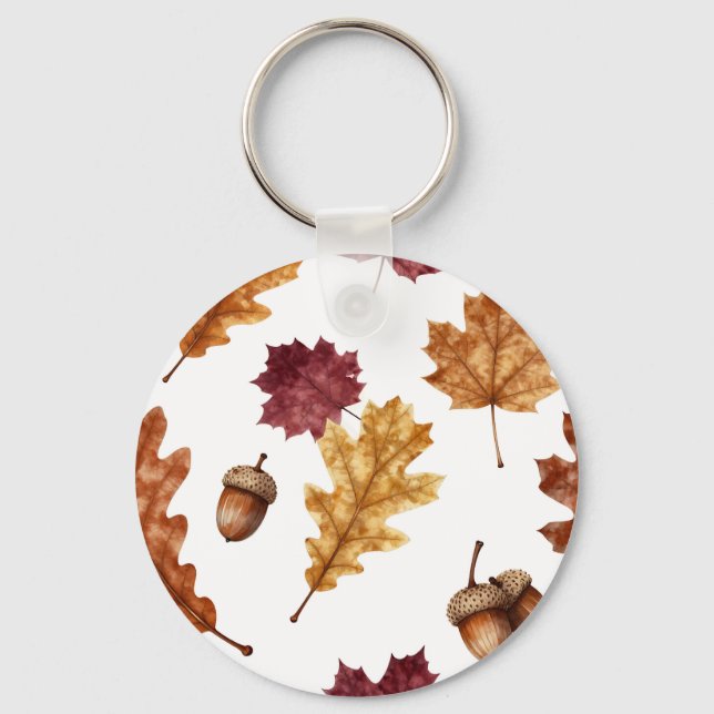 Porte-clés Feuilles de chêne d'automne Motif aquarelle (Recto)
