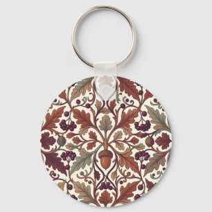 Porte-clés Feuilles de chêne glands baies style William Morri