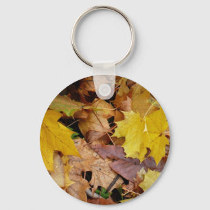 Porte-clés Feuilles de Érable Tombées Jaune Automne Nature