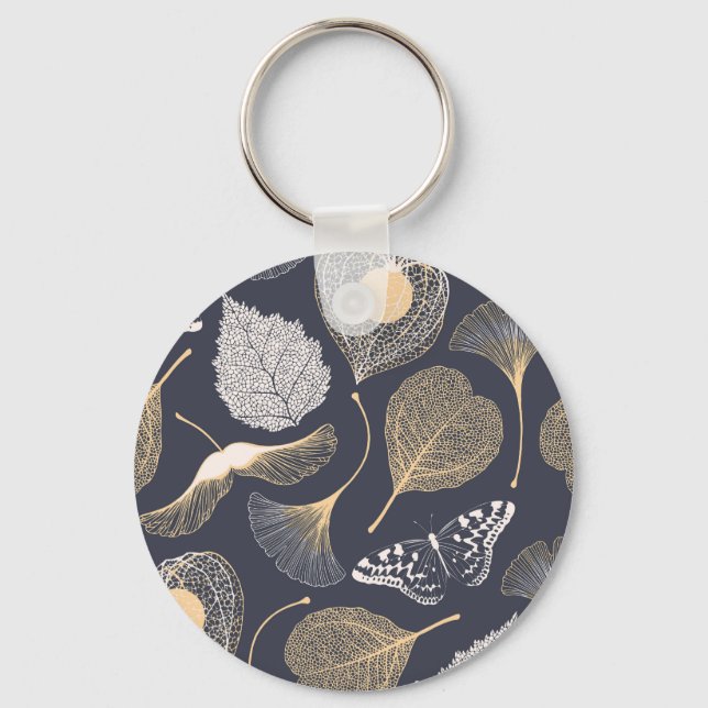 Porte-clés Feuilles de Ginkgo : Élégance florale incomparable (Recto)