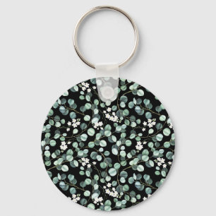 Porte-clés Feuilles de l'Eucalyptus : Motif de fleurs blanche