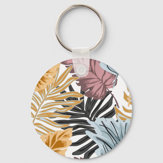 Porte-clés Feuilles de palmiers, tropical, botanique, jungle, (Recto)