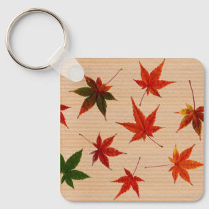 Porte-clés Feuilles d'érable amusants sur boîte de carton tex